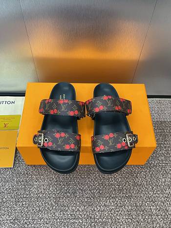 Bagsaaa LV x TM Bom Dia Flat Comfort Mule Monogram cherry