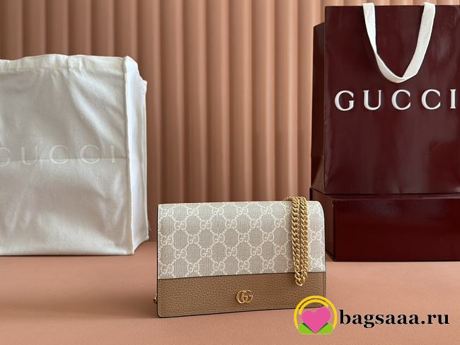 Bagsaaa Gucci GG Marmont wallet on chain 497985 beige & pink - 20cm - 1