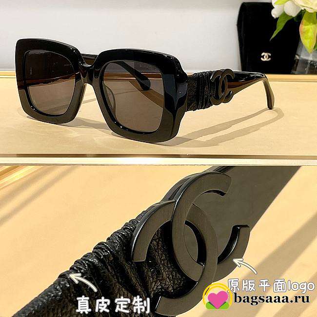 Bagsaaa Chanel Square Sunglasses Calfskin A71481 Black - 1