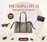 Bagsaaa Gucci GG Emblem small tote bag 815214 beige & black - 30cm - 1