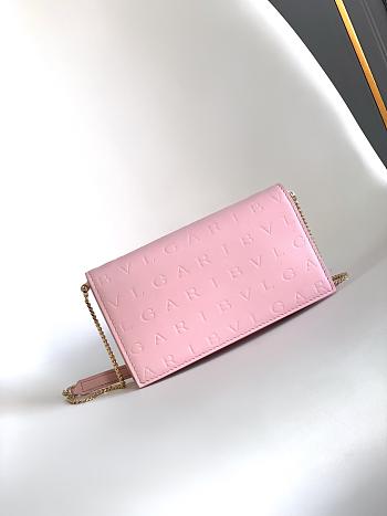 Bagsaaa Bulgari Pink Embossed Crossbody Bag - 19cm