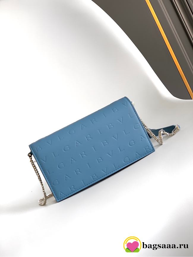 Bagsaaa Bulgari Blue Embossed Crossbody Bag - 19cm - 1