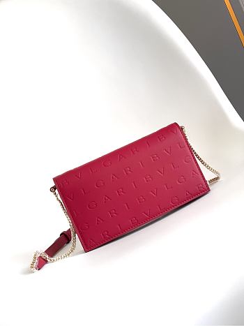 Bagsaaa Bulgari Red Embossed Crossbody Bag - 19cm