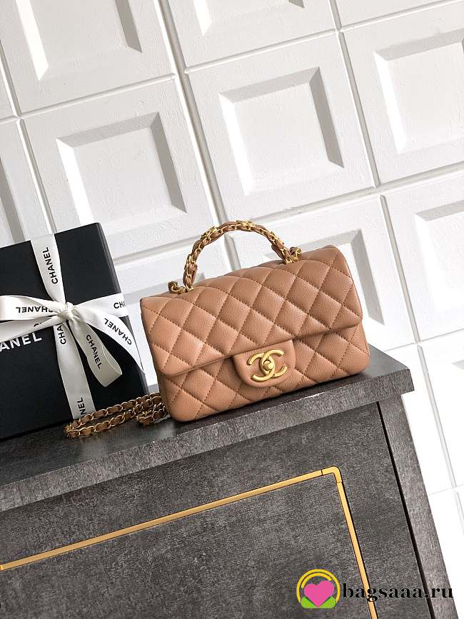 Bagsaaa Chanel Mini Flap Bag with Top Handle AS5701 Camel - 19.5cm - 1