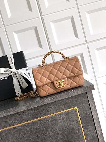 Bagsaaa Chanel Mini Flap Bag with Top Handle AS5701 Camel - 19.5cm