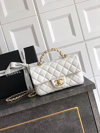 Bagsaaa Chanel Mini Flap Bag with Top Handle AS5701 White - 19.5cm