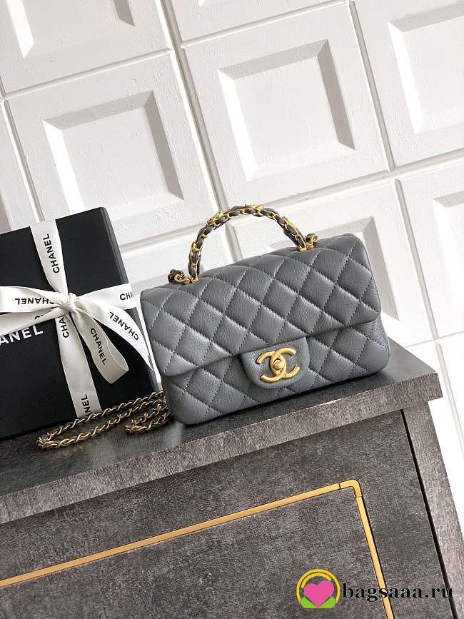 Bagsaaa Chanel Mini Flap Bag with Top Handle AS5701 Gray - 19.5cm - 1