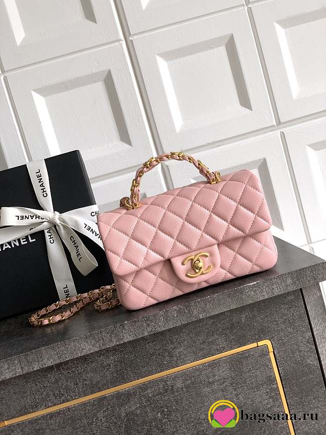 Bagsaaa Chanel Mini Flap Bag with Top Handle AS5701 Pink - 19.5cm - 1