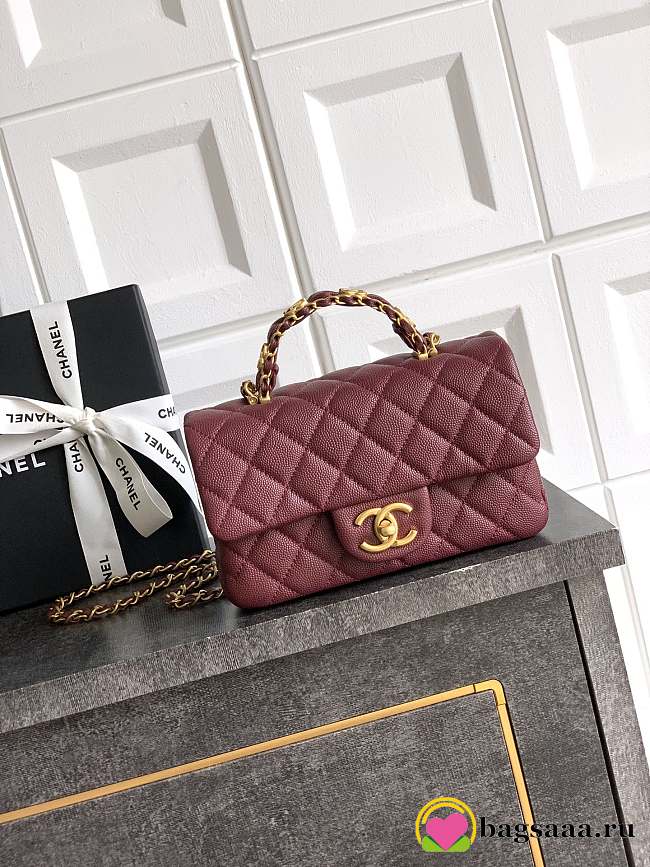 Bagsaaa Chanel Mini Flap Bag with Top Handle AS5701 Red - 19.5cm - 1