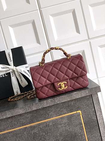 Bagsaaa Chanel Mini Flap Bag with Top Handle AS5701 Red - 19.5cm