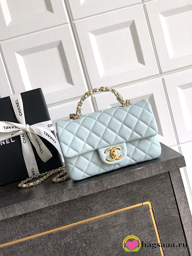 Bagsaaa Chanel Mini Flap Bag with Top Handle AS5701 Light Blue - 19.5cm - 1