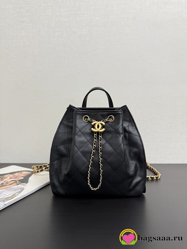 Bagsaaa CHANEL 25 Medium Backpack AS5600 Black Caviar - 23cm - 1