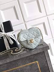 Bagsaaa Chanel Heart Clutch with Chain AP2784 Light Blue - 13cm - 1