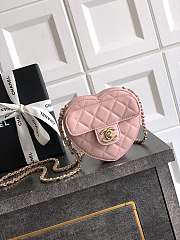 Bagsaaa Chanel Heart Clutch with Chain AP2784 Pink - 13cm - 1