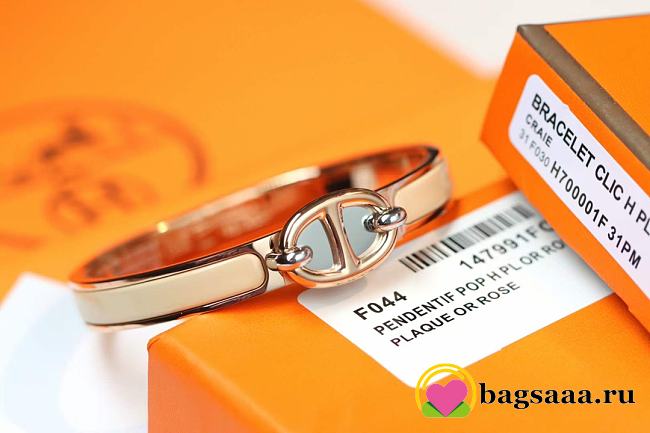 Bagsaaa Hermes Mini Clic Chaine d'Ancre bracelet beige - 1