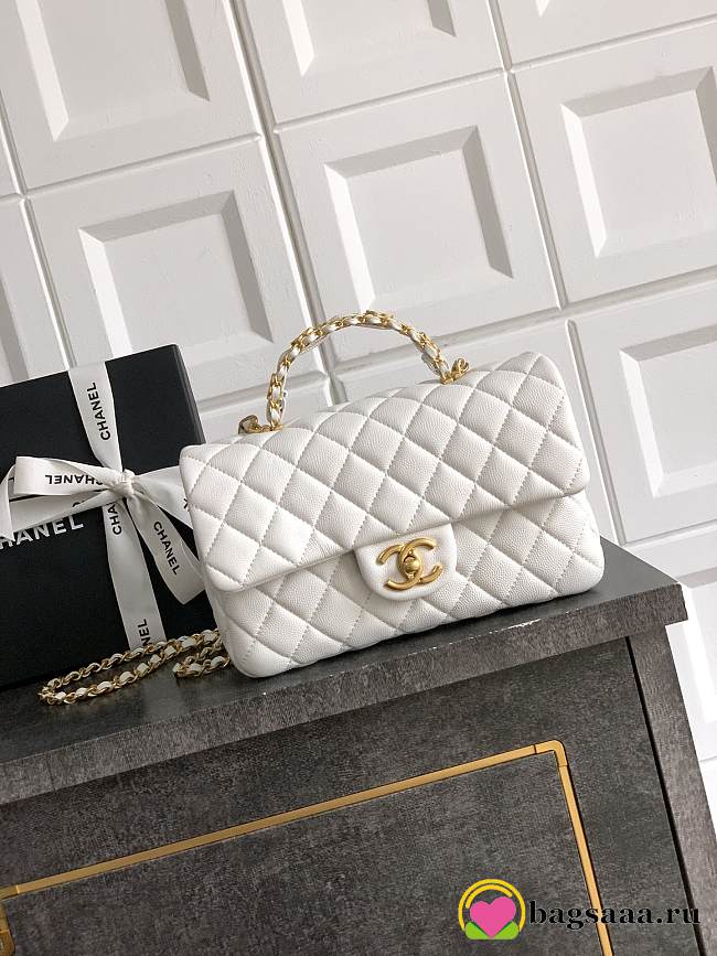 Bagsaaa Chanel Small Flap Bag With Top Handle AS5702 White - 22.5cm - 1