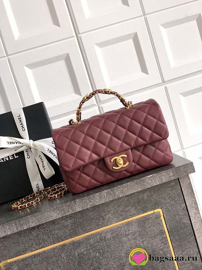 Bagsaaa Chanel Small Flap Bag With Top Handle AS5702 Red - 22.5cm - 1