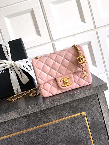 Bagsaaa Chanel Mini Flap Bag AS5758 Light Pink Lambskin - 18cm
