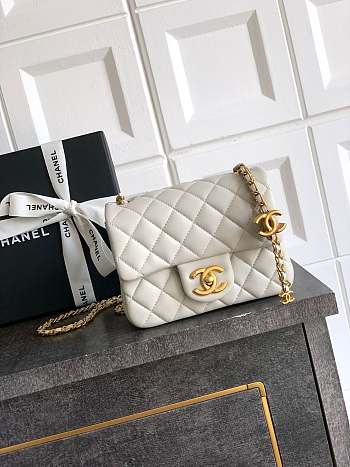 Bagsaaa Chanel Mini Flap Bag AS5758 Cream White Lambskin - 18cm