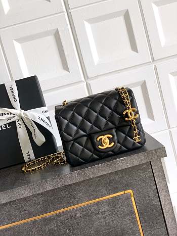 Bagsaaa Chanel Mini Flap Bag AS5758 Black Lambskin - 18cm