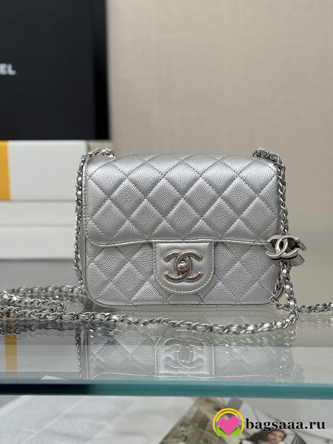 Bagsaaa Chanel Mini Flap Bag AS5758 Silver Caviar - 18cm - 1