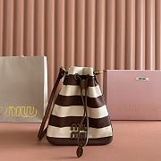 Bagsaaa Miu Miu Striped fabric drawstring pouch 5ND016 brown - 23cm - 1
