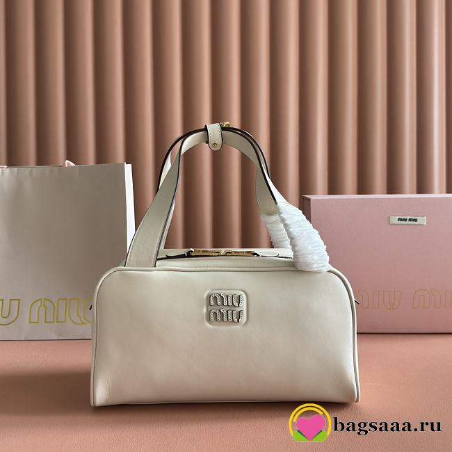 Bagsaaa Miu Miu Leather top-handle bag 5BB182 white - 28cm - 1