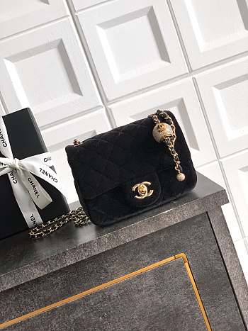 Bagsaaa Chanel Mini Flap Bag AS1786 Black Velvet - 18cm
