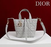 Bagsaaa Small Dior Toujours Vertical Tote Bag Gray Macrocannage Calfskin - 18.5cm - 1