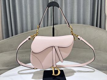 Bagsaaa Dior Saddle Bag with Strap Light Pink Grained Calfskin - 25.5cm