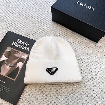 Bagsaaa Prada White Beanie