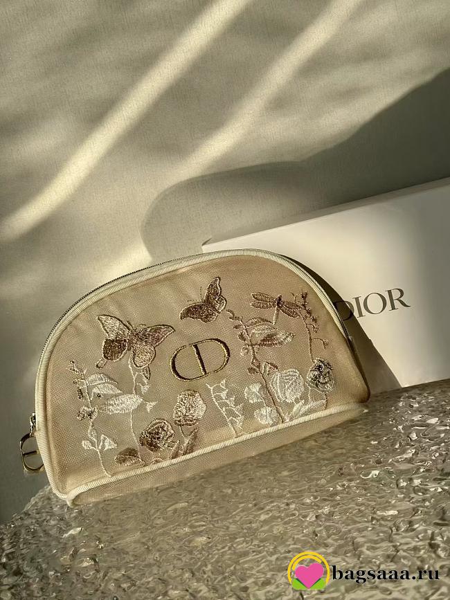 Bagsaaa Dior Floral Embroidered Mesh Makeup Travel Bag - 1