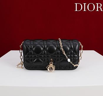 Bagsaaa My Dior - Dior Talk Phone Pouch Black Cannage Lambskin - 18cm
