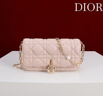 Bagsaaa My Dior - Dior Talk Phone Pouch Light Pink Cannage Lambskin - 18cm