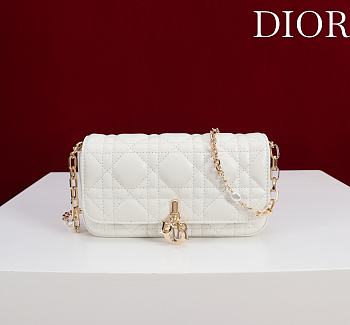 Bagsaaa My Dior - Dior Talk Phone Pouch White Cannage Lambskin - 18cm
