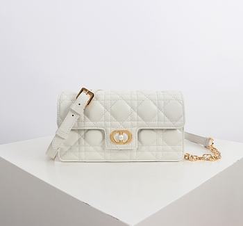 Bagsaaa Dior Jolie Mini Bag White Cannage Lambskin - 21cm
