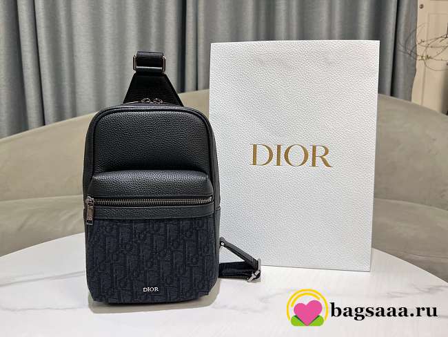 Bagsaaa Dior Rider 2.0 Sling Bag Black Dior Oblique Jacquard and Black Grained Calfskin - 26cm - 1