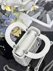 Bagsaaa Mini Lady Dior Bag Latte Calfskin Embroidered with beads and strass - 17cm - 4