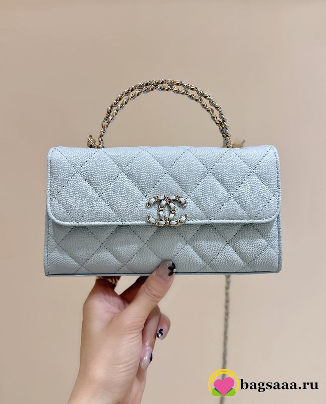 Bagsaaa Chanel Phone Holder with Chain AP3238 Light Blue - 18cm - 1