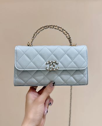 Bagsaaa Chanel Phone Holder with Chain AP3238 Light Blue - 18cm