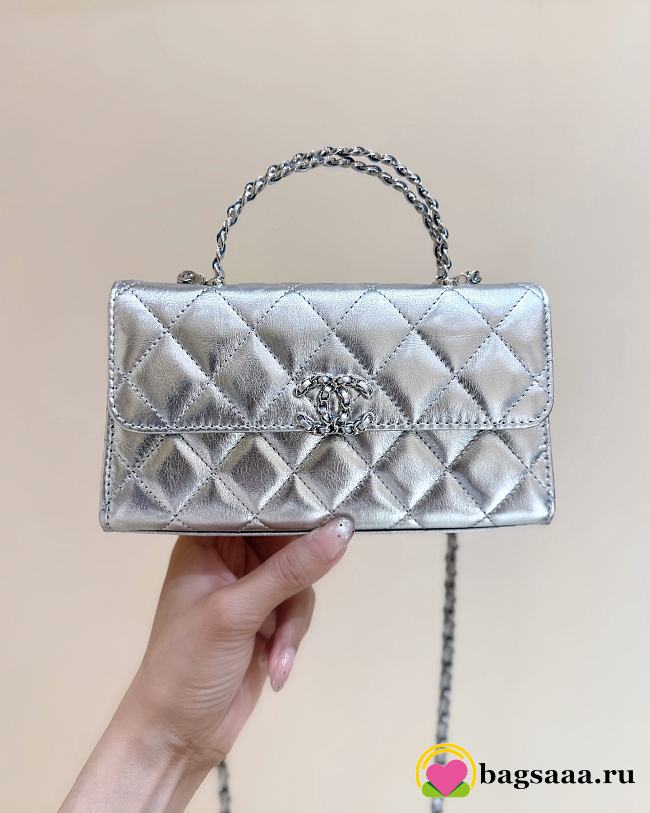 Bagsaaa Chanel Phone Holder with Chain AP3238 Silver - 18cm - 1