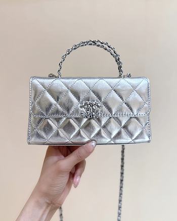 Bagsaaa Chanel Phone Holder with Chain AP3238 Silver - 18cm