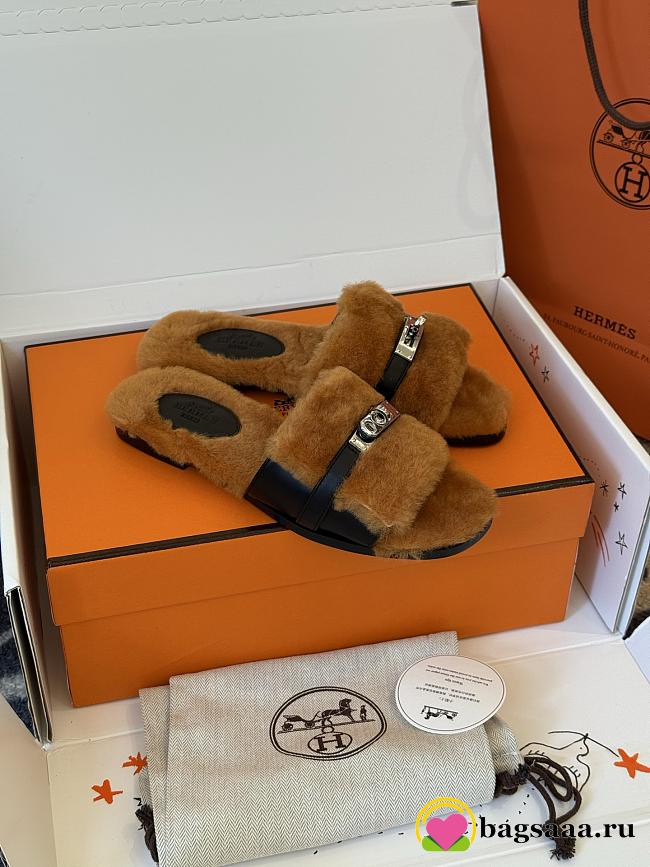 Bagsaaa Giulia sandal brown shearling - 1