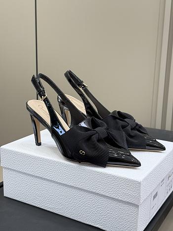 Bagsaaa Diorissimo Slingback Pump Black Patent Calfskin and Grosgrain - 8cm