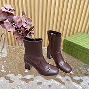Bagsaaa Gucci Women's Horsebit ankle bootie 794334 dark brown - 7.5cm - 4