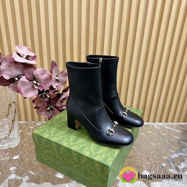 Bagsaaa Gucci Women's Horsebit ankle bootie 794334 black - 7.5cm - 1