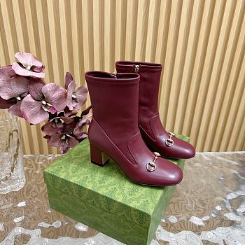 Bagsaaa Gucci Women's Horsebit ankle bootie 794334 red - 7.5cm