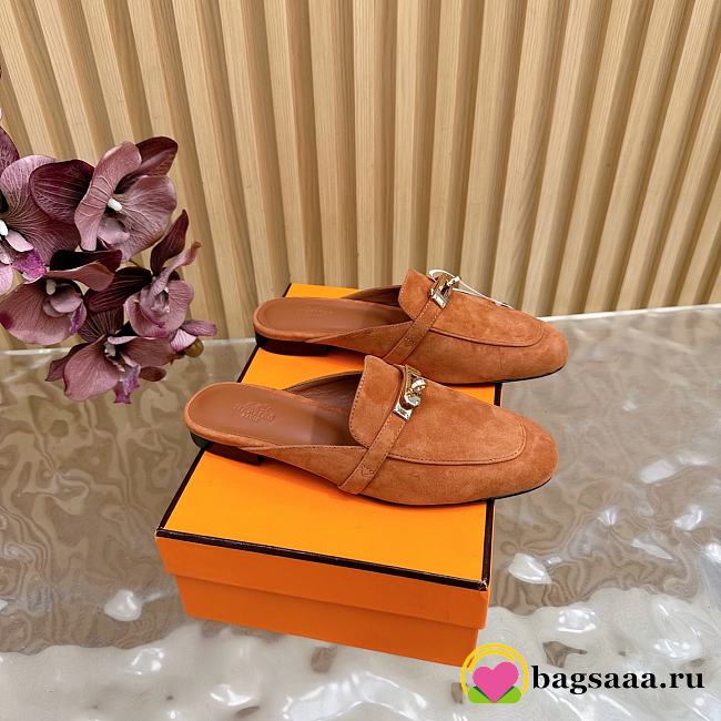 Bagsaaa Hermes Oz Mule Brown Suede - 1