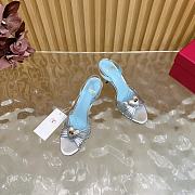 Bagsaaa Valentino Royal Sandal In Laminated Nappa Silver - 8.5cm - 4
