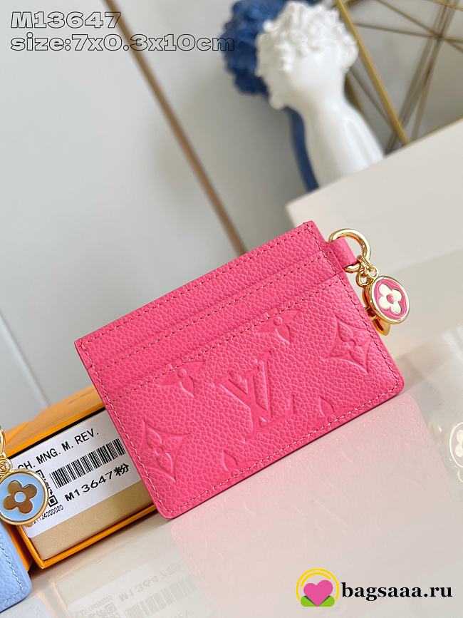 Bagsaaa M13647 LV Charms Card Holder Pink - 10.2cm - 1